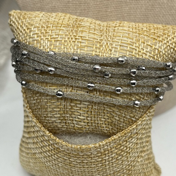 Vintage Ross Simons 925 Sterling Silver Mesh Bracelet With Beaded Accents - Picture 10 of 14